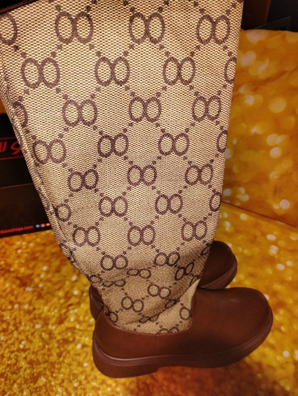 NEW! Beautiful Brown Fab Patterned Mid-calf Boots. NEVER WORN.
